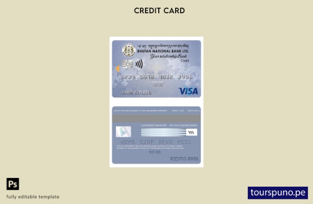 lista para imprimir plantilla de tarjeta de crédito visa LTD del Banco Nacional 